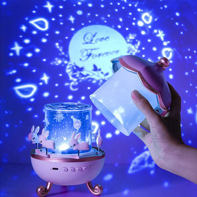 Projecteur-d-toiles-lampe-de-nuit-Rechargeable-Bluetooth-haut-parleur-rotatif-lapin-bo-te-musique-pour.jpg_640x640 bande de lumiere led LED style symphonie RGB, contrôle du son, rythme de la musique, éclairage d'ambiance