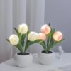 Lampe LED en forme de tulipe, fausse fleur