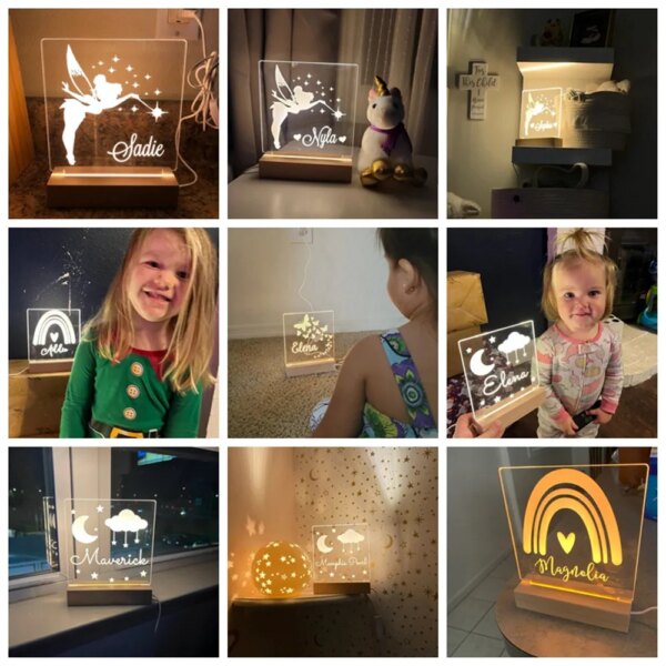 Lampe 3d LED USB personnalisée en forme d'étoiles et de papillons