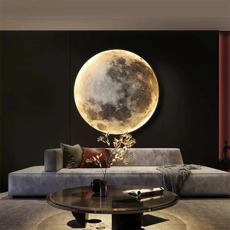 Applique murale Led en forme de lune, décoration de fond