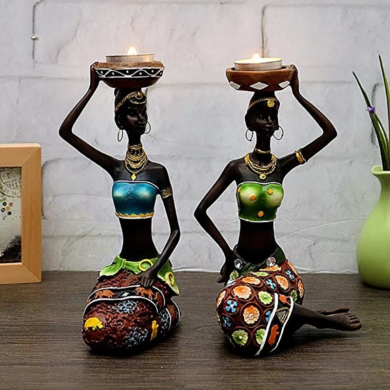 veilleuse — Vintage chandelier Bougeoirs africains pour femmes 8.5 pouces