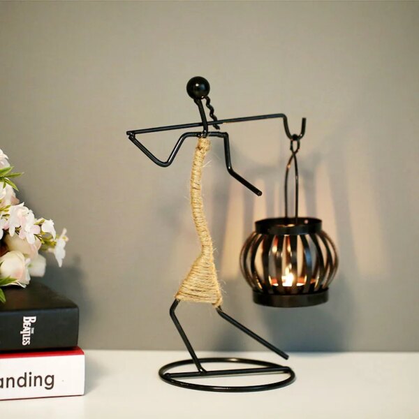 chandelier bougie en métal nordique Sculpture de personnage abstrait