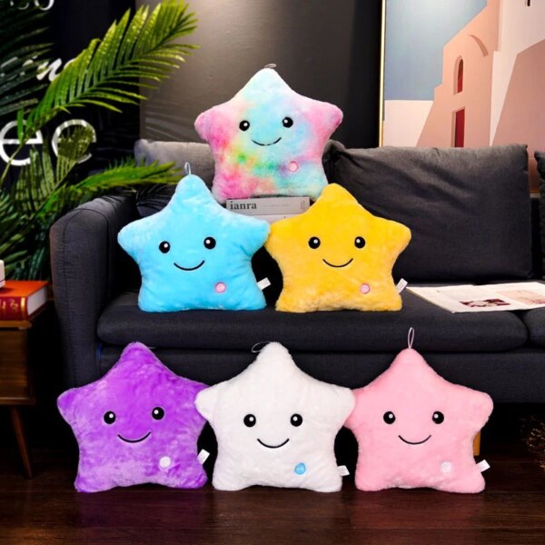 11328-442bdb.jpg peluche veilleuse Oreiller Kawaii étoile 35x40cm, 1 pièce, oreiller lumineux avec lumière LED
