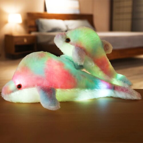 11365-9e5e46.jpg peluche veilleuse Poupée en dauphin scintillante 30/45cm, oreiller lumineux coloré LED