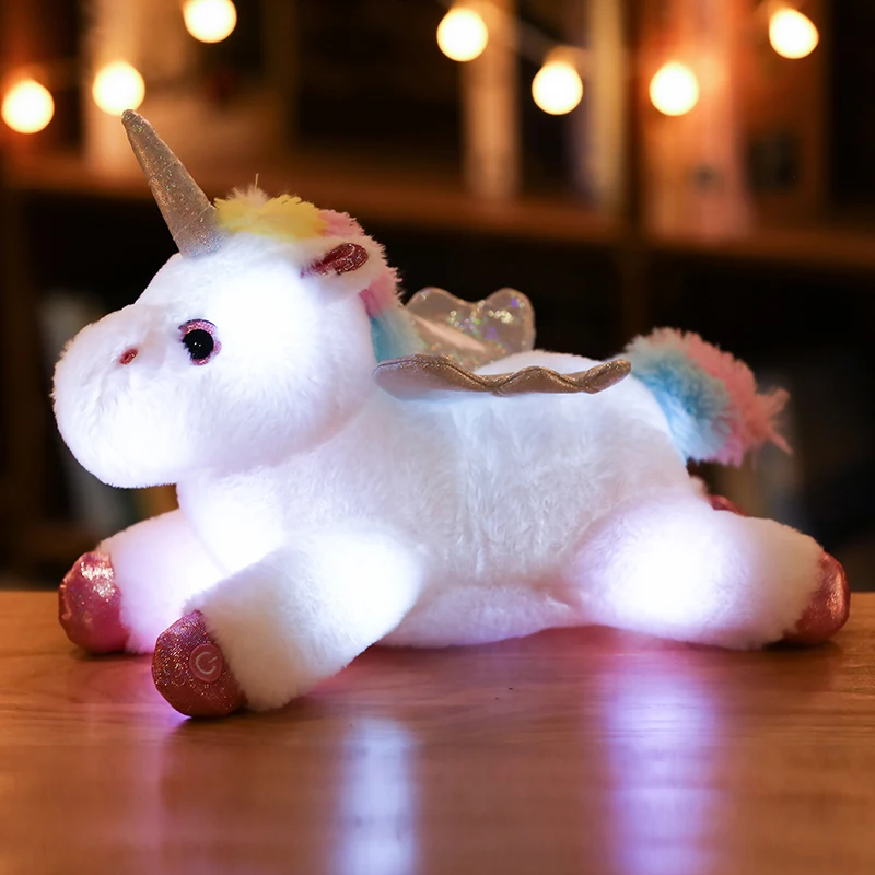 Peluche licorne veilleuse bébé — peluche veilleuse licorne lumineuse, animaux en peluche lumineux, cheval mignon | belleveilleuse.fr
