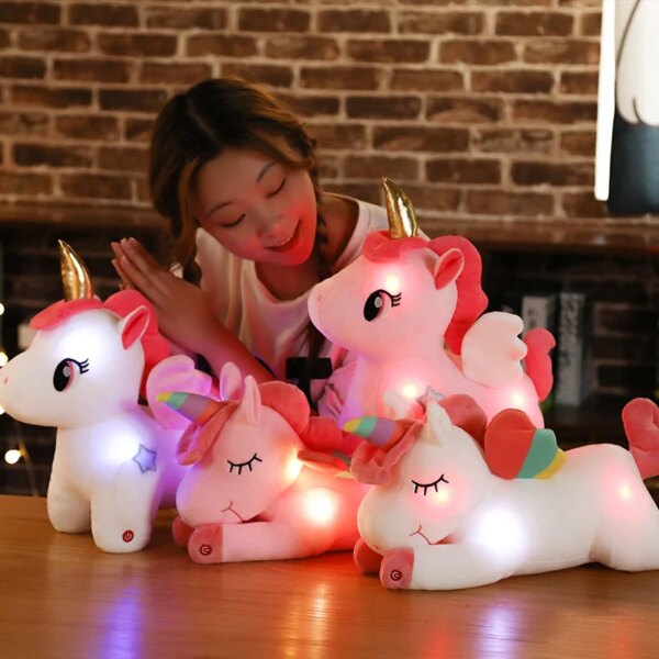 Peluche licorne lumineuse pour enfants, jouet mignon