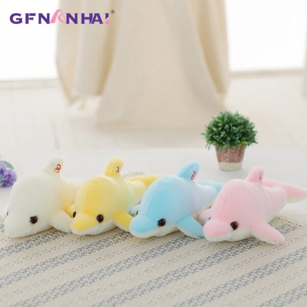11454-00f6ff.jpg peluche veilleuse colorées phosphorescentes avec lumière Led, jouet Kawaii lumineux en forme de dauphin