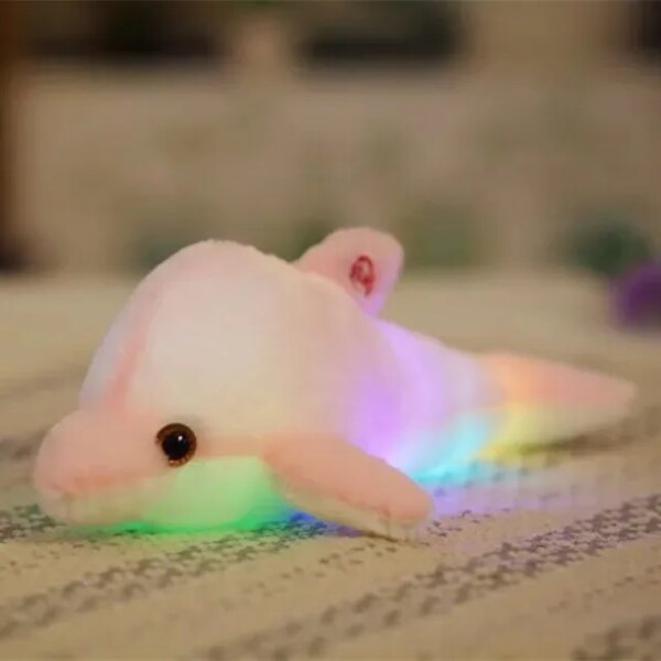 peluche veilleuse colorées phosphorescentes avec lumière Led, jouet Kawaii lumineux en forme de dauphin