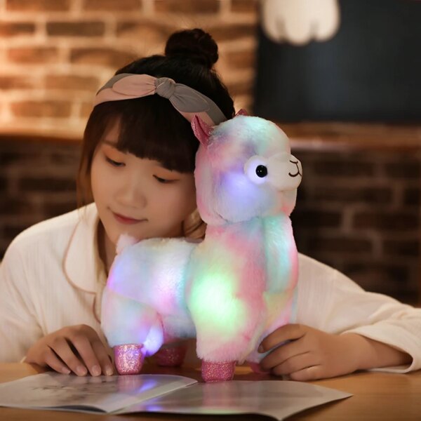 11480-97369f.jpg Peluche lumineuse à lumière Led de 35CM, jouet en forme d'alpaga lama