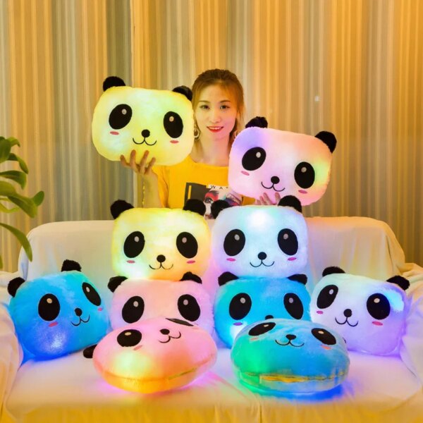 peluche lumineuse Panda illuminé 35x30cm, petit coussin de siège lumineux en Peluche