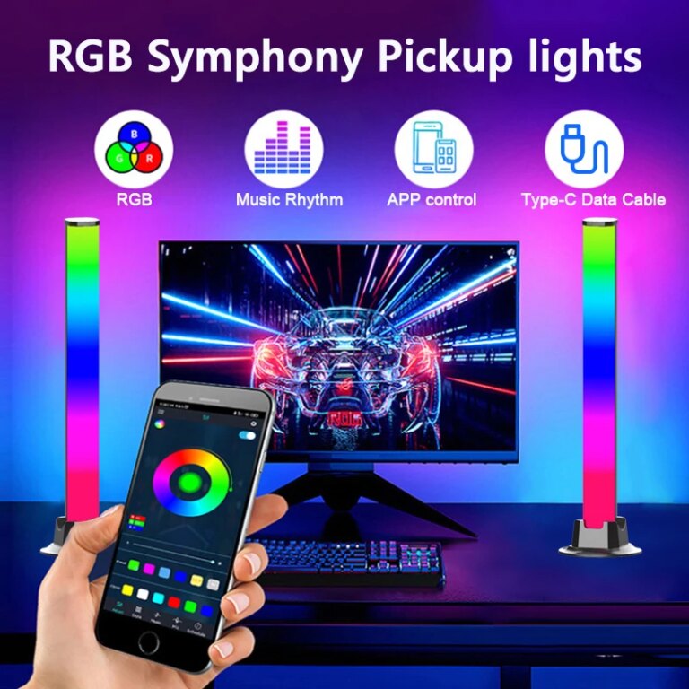 veilleuse musicale bébé — bande de lumiere led LED style symphonie RGB, contrôle du son, rythme de la musique, éclairage d'ambi...
