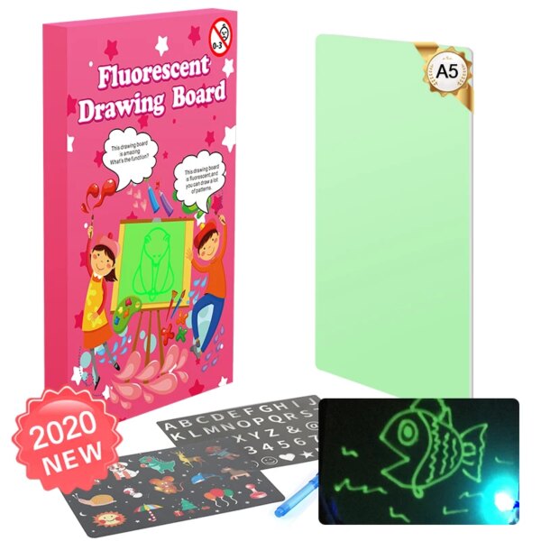 panneau de notes en veilleuse créative led avec stylo pour enfants, amusant