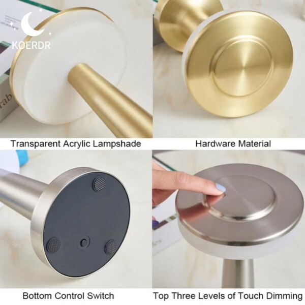 Lampe Led tactile au design rétro, luminaire décoratif d'intérieur, idéal pour une Table de Bar