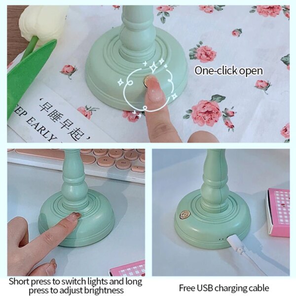 Lampe LED rétro avec chargeur USB, luminaire décoratif d'intérieur