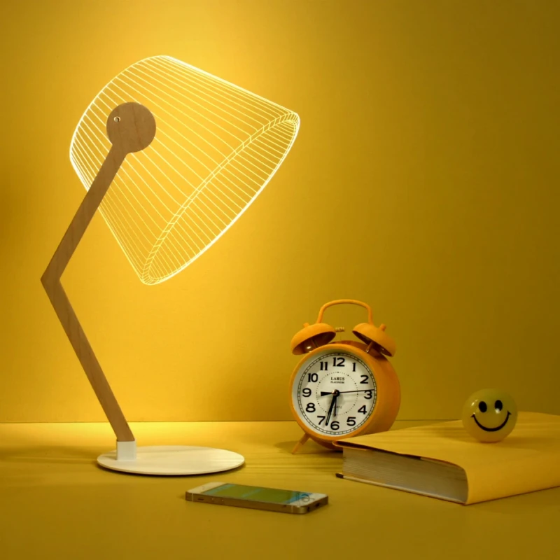 12397-e52a80.jpg Lampe de bureau Led 3D au design moderne et créatif, avec support en bois et en acrylique