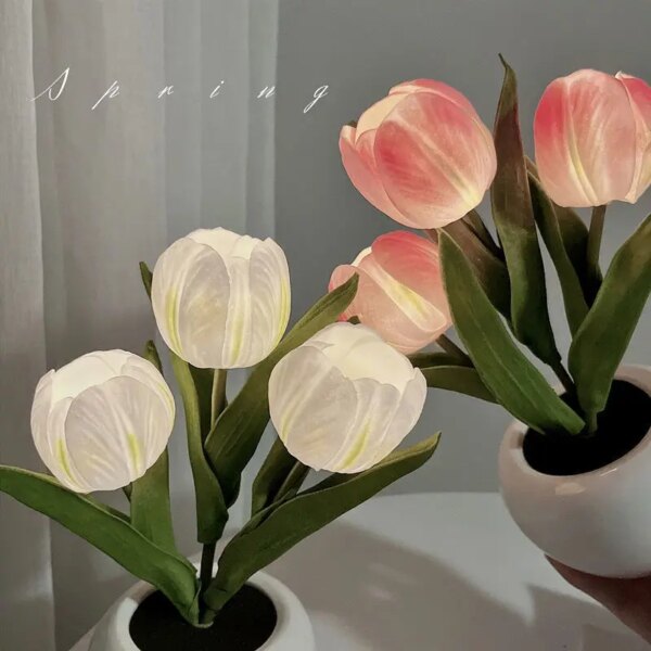 Lampe LED en forme de tulipe, Simulation de fleurs, décoration de la maison