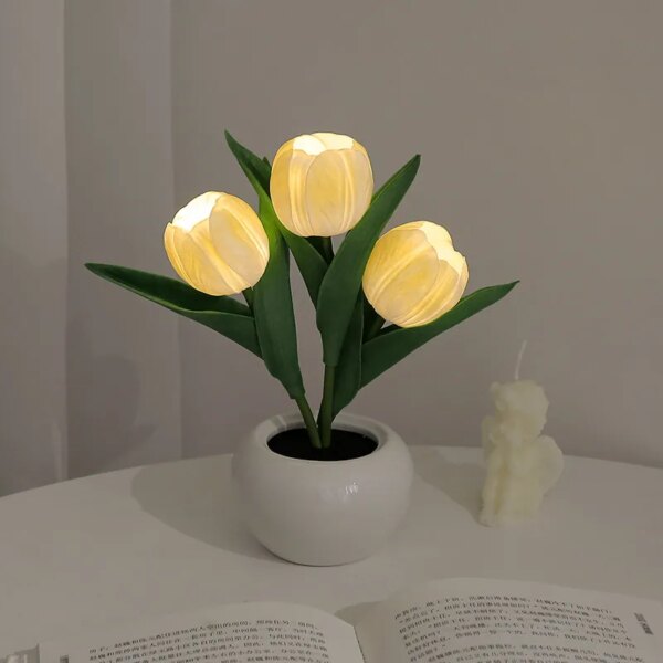 Lampe LED en forme de tulipe, Simulation de fleurs, décoration de la maison