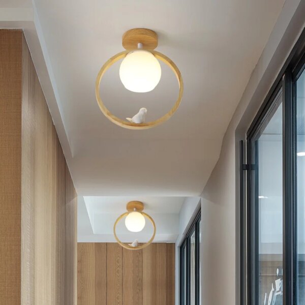 Lampe suspendue en bois au design moderne, luminaire décoratif de plafond