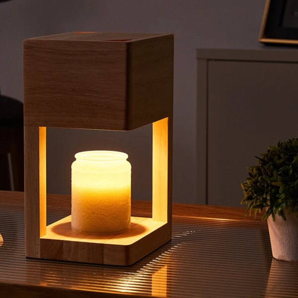 Chauffe-bougie électrique en bois pour aromathérapie