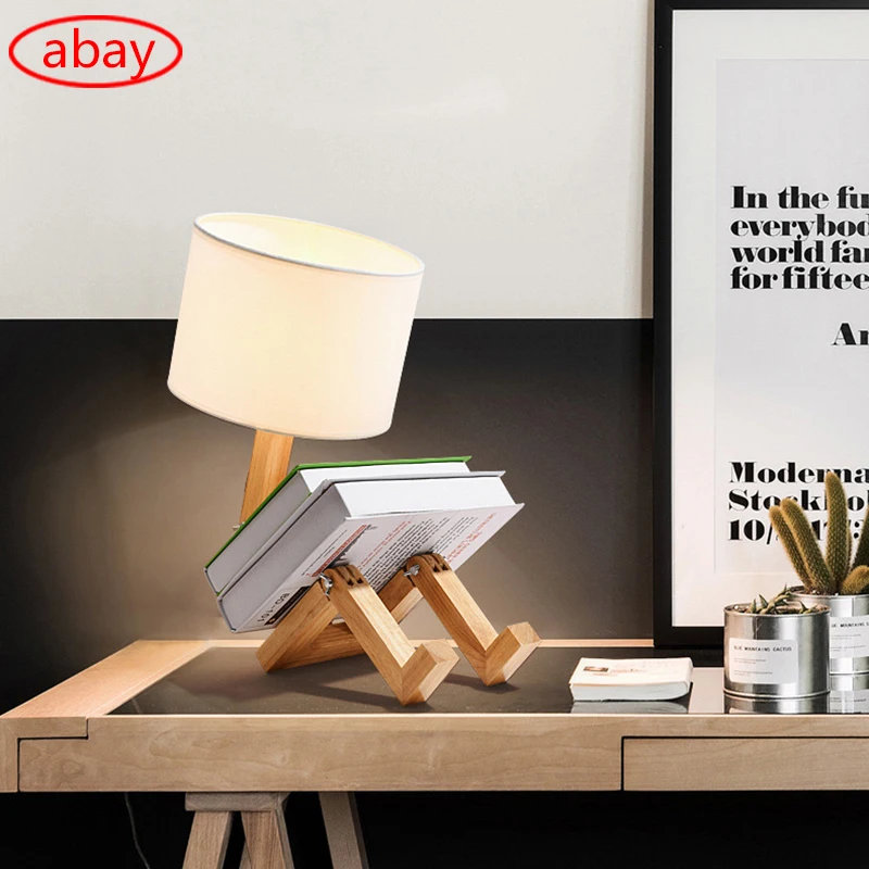 Table bois lampe de — Lampe de Table LED en bois, Robot créatif, Flexible | belleveilleuse.fr