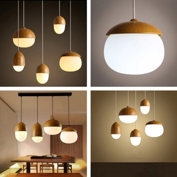 Plafonnier suspendu en bois au Style nordique moderne, luminaire décoratif d'intérieur