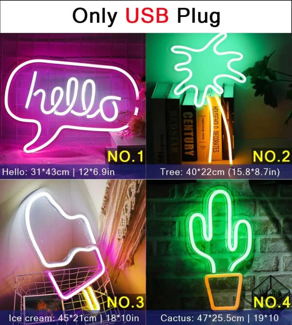 Lampe néon LED de Festival, pour la maison, chambre à coucher, salon, bureau, mariage