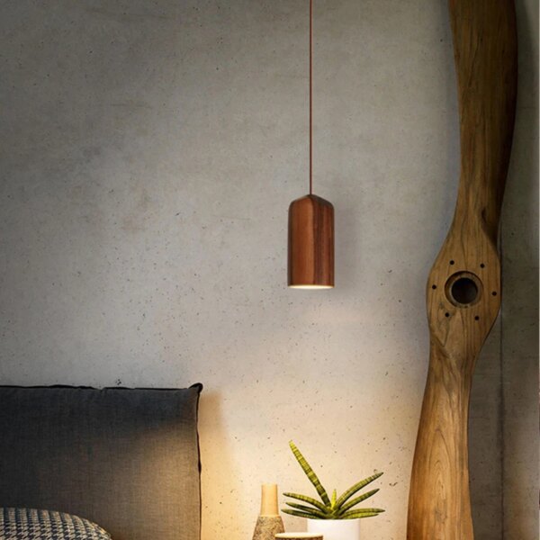 Lampe suspendue en bois massif au design nordique moderne