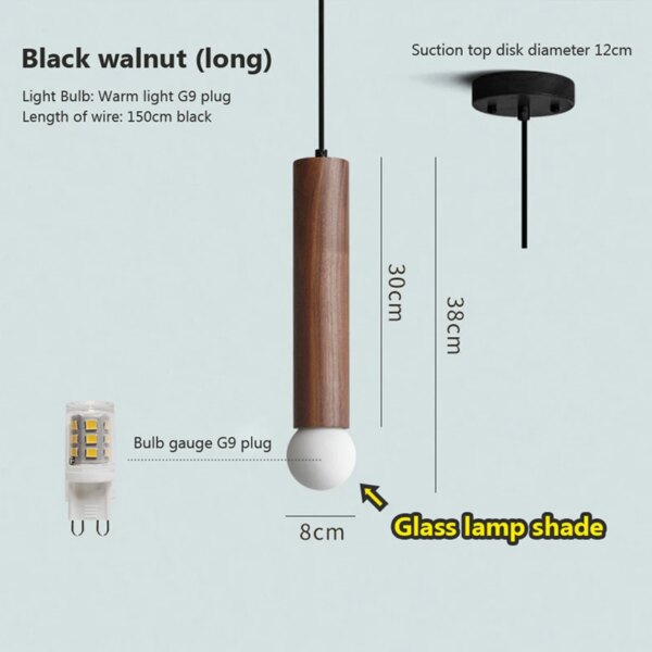 Lampe suspendue en bois massif au design nordique moderne