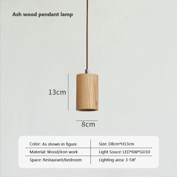 Lampe suspendue en bois massif au design nordique moderne