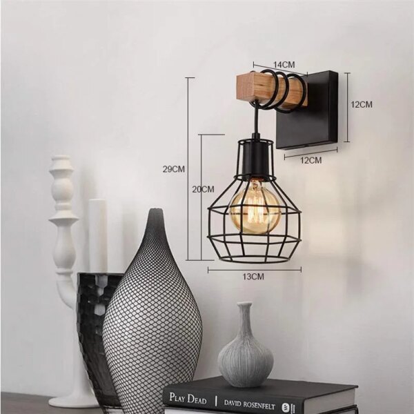 Applique murale LED en bois industriel minimaliste, Vintage