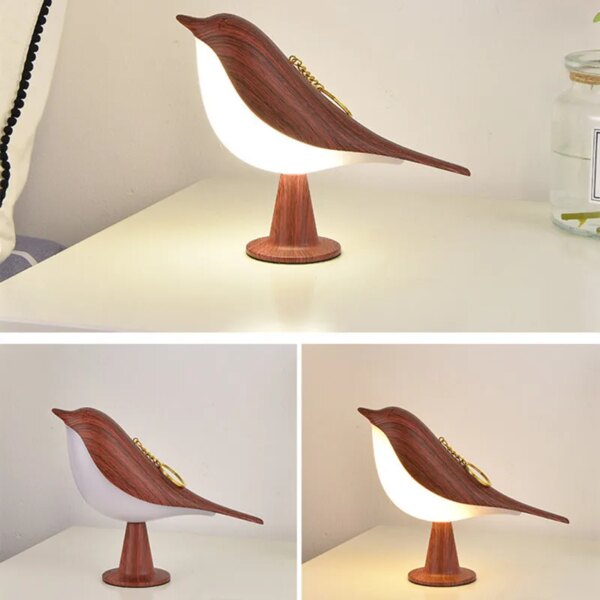 Lampe de chevet en bois avec interrupteur tactile, design créatif
