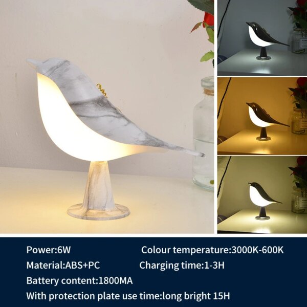Lampe de chevet en bois avec interrupteur tactile, design créatif