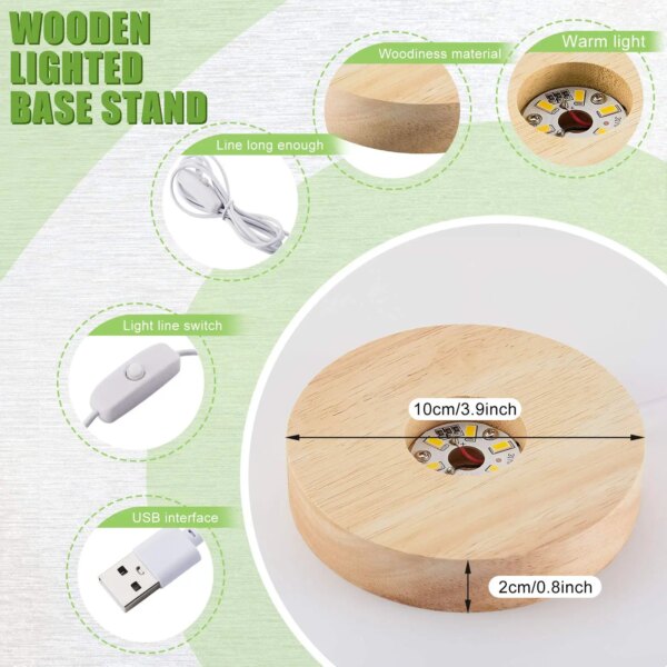 Base de lampe Led en bois, accessoires acryliques, Interface USB, bouton interrupteur