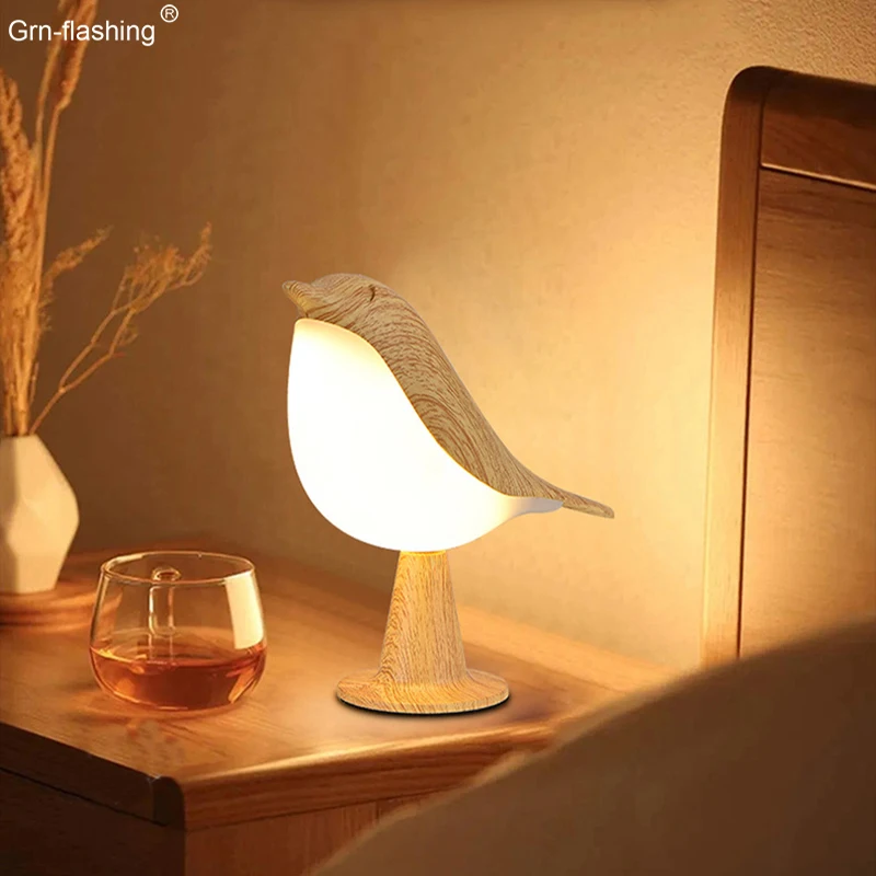 lampe de chevet bois tactile — Lampe de chevet créative en bois avec interrupteur tactile
