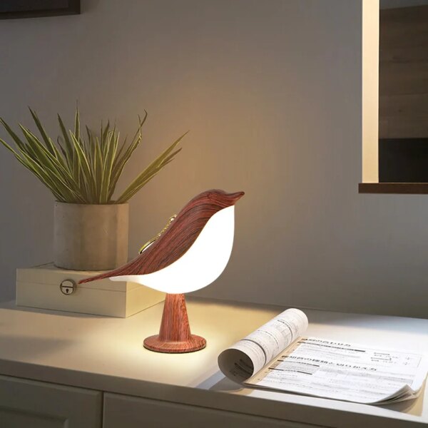 Lampe de chevet créative en bois avec interrupteur tactile