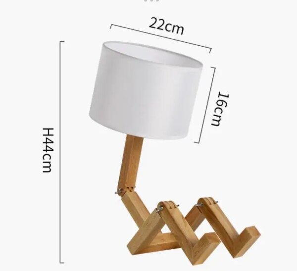Lampe de Table en bois en forme de Robot, design créatif nordique moderne