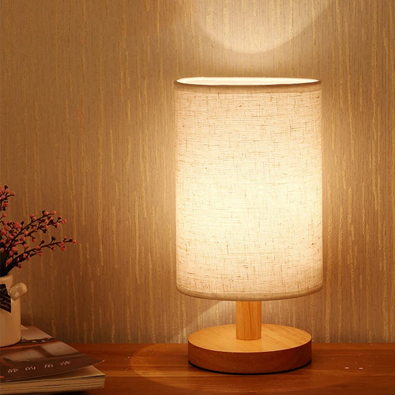Lampe LED USB en bois massif, design nordique moderne