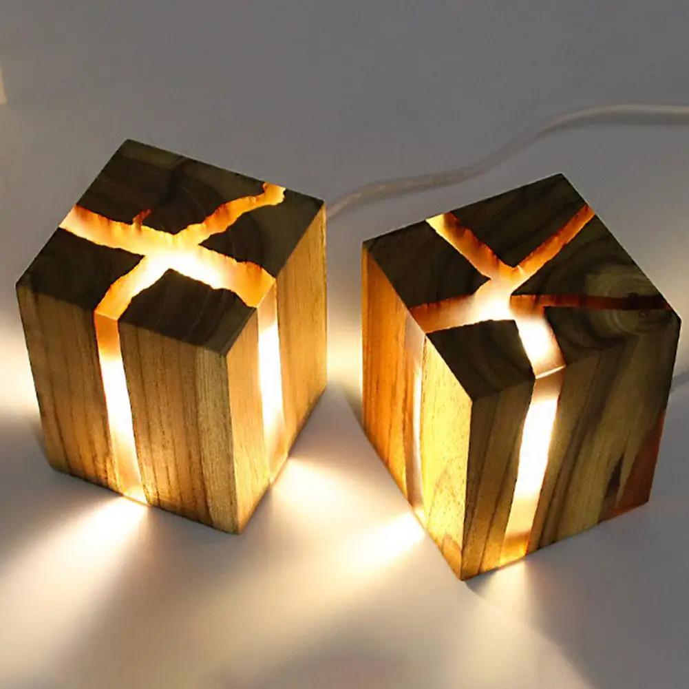 Bois effet lampe de — Lampe LED en bois avec effet craquelé, luminaire décoratif d'intérieur | belleveilleuse.fr