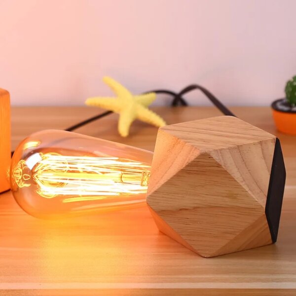 14098-42763a.jpg Base en bois Simple E27 avec interrupteur, accessoires de cordon