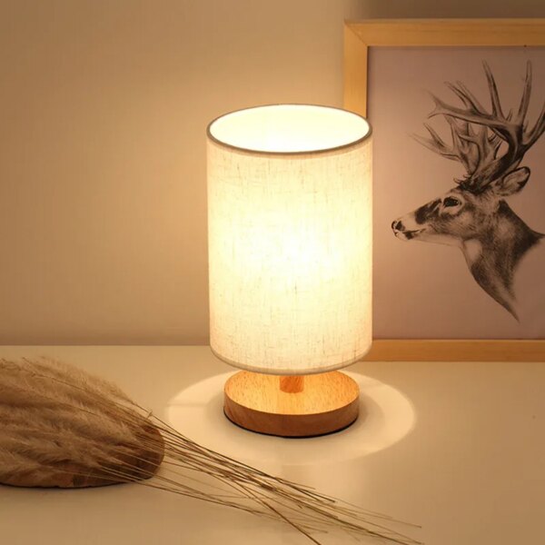 Lampe de chevet classique en bois, Protection des yeux, Rechargeable par USB