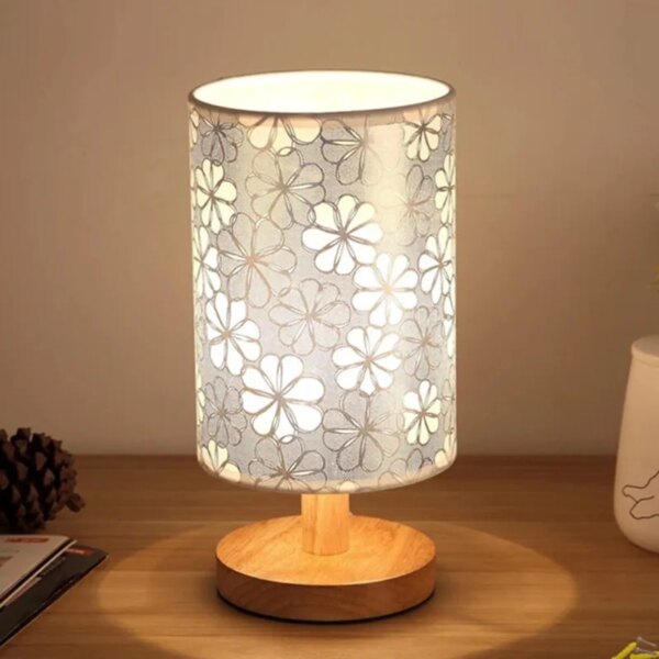 Lampe de chevet classique en bois, Protection des yeux, Rechargeable par USB