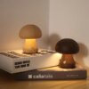 Lampe champignon LED tactile en bois avec détecteur