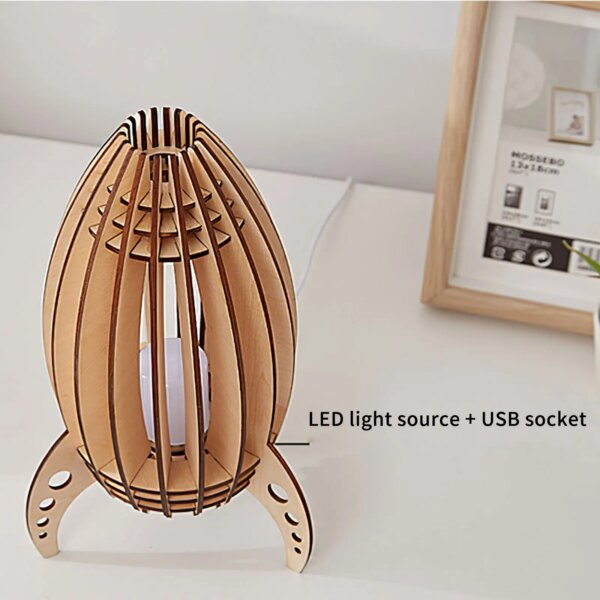 14147-44eab5.jpg Lampe Led en forme de fusée spatiale, faite à la main, sculpture sur bois