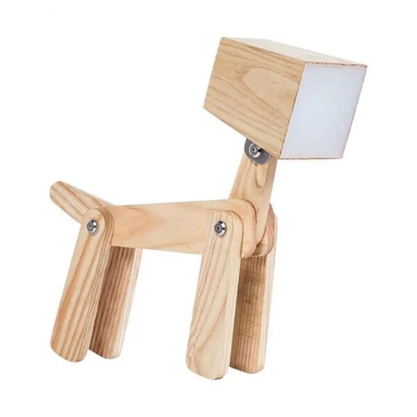 Lampe USB créative en forme de chien, Protection des yeux en bois
