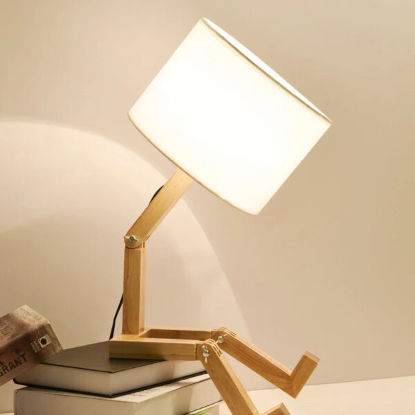 Lampe LED E27 en forme de Robot, support en tissu d'art moderne