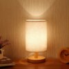 Lampe de chevet cylindrique en bois avec port USB