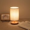 Lampe de chevet cylindrique en bois avec port USB