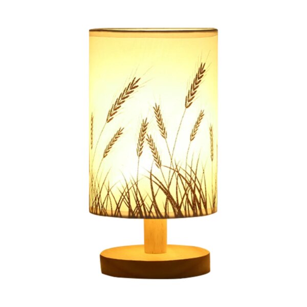 Lampe de chevet cylindrique en bois avec port USB