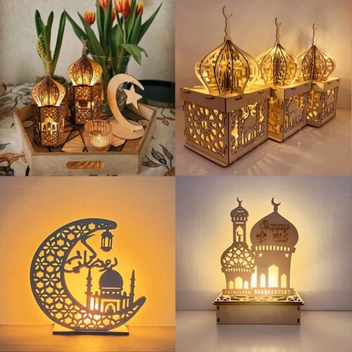 14253-954417.jpg Veilleuse Coranique en bois EID Mubarak, décoration du Ramadan pour la maison