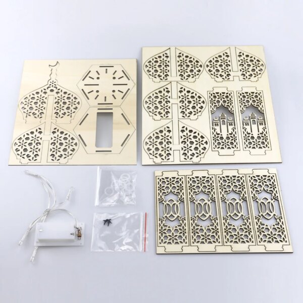 Veilleuse Coranique en bois EID Mubarak, décoration du Ramadan pour la maison